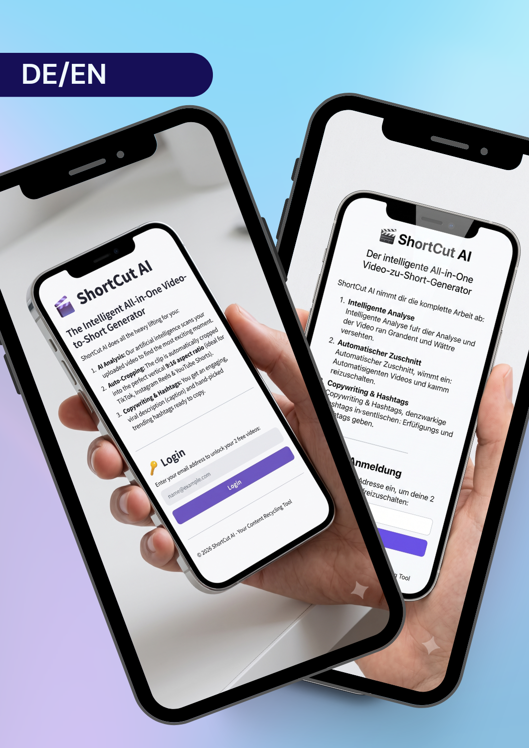 ShortCut AI App Mockup
